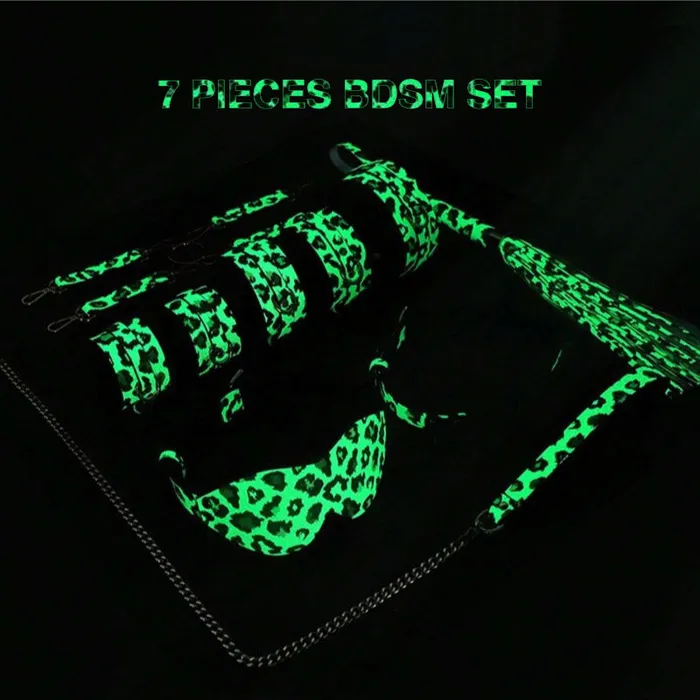 BDSM 7 Pieces Luminous LeopardZebra Print Set FRISKY BUSINESS SG Anal